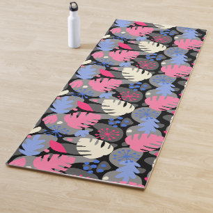 Mod Monstera Leaf Abstract Hawaiian Tropical -Grey Yoga Mat
