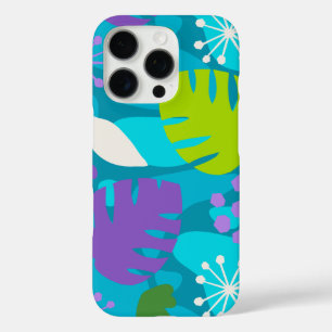 Mod Monstera Leaf Abstract Hawaiian Tropical -Teal iPhone 16 Pro Case