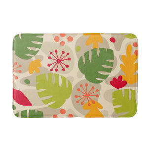 Mod Monstera Leaf Abstract Hawaiian Tropical -Warm Bath Mat