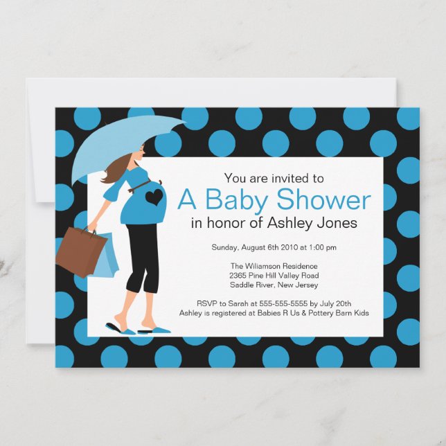 Mod Mum Baby Blue Baby Shower Invitation (Front)