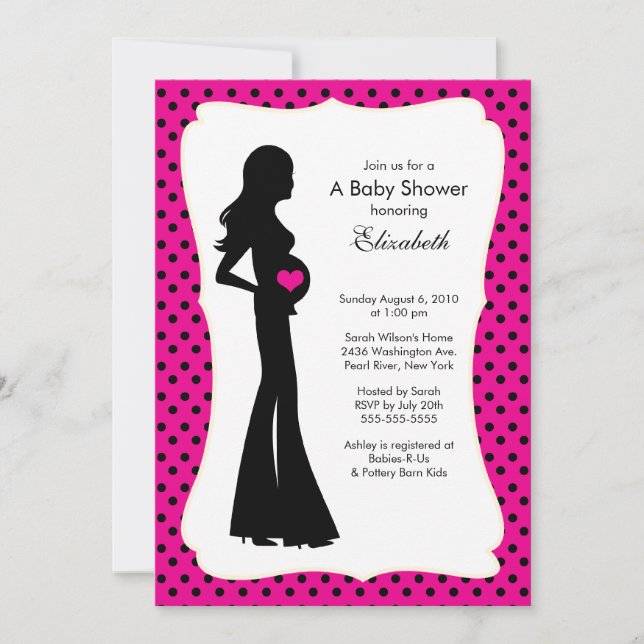 Mod Mum Baby Girl Baby Shower Hot Pink Invitation (Front)