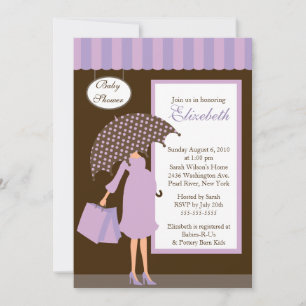 Mod Mum Baby Shoppe Baby Shower Purple Invitation