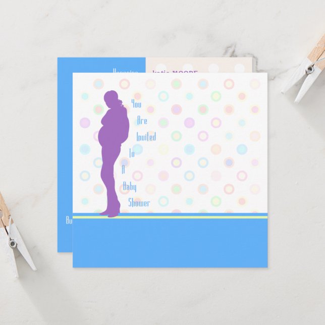 Mod Mum Baby Shower Invitation Template (Front/Back In Situ)