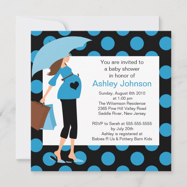 Mod Mum Blue Boy Baby Shower Invitation (Front)