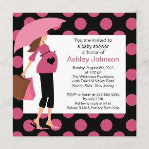 Mod Mum Pink Girl Baby Shower Invitation