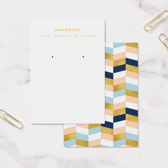 Mod Navy Peach Gold Earring Display Cards (Office)