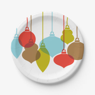 Mod Ornaments Retro Christmas Paper Plate