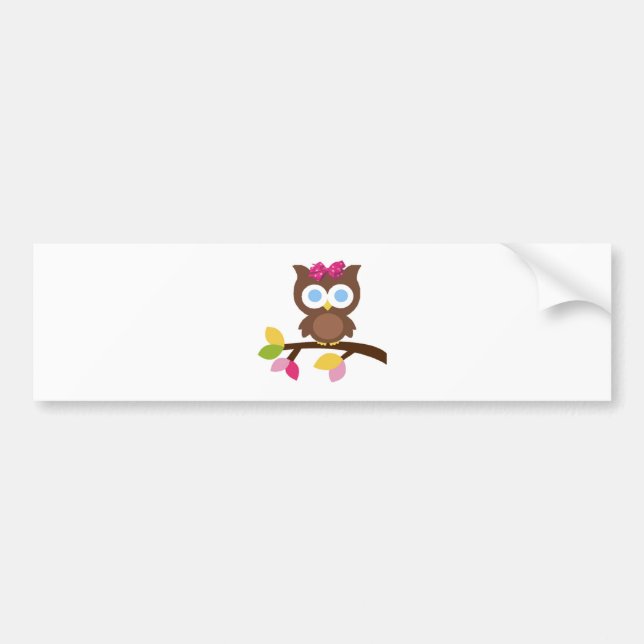 Mod Owl Design Birthday Party Invitation Favours Bumper Sticker (Front)