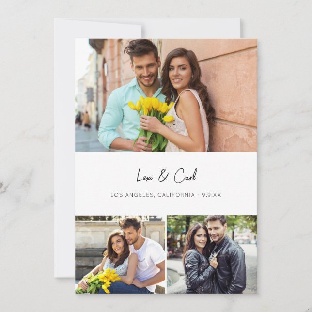 MOD Para Photo Trio H Save the Date Invitation (Front)