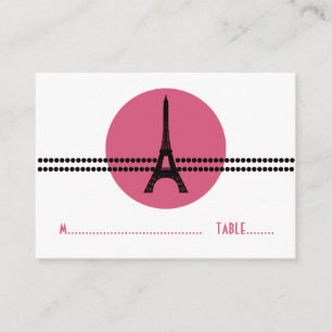 Mod Parisian Dots Place Card, Pink Card
