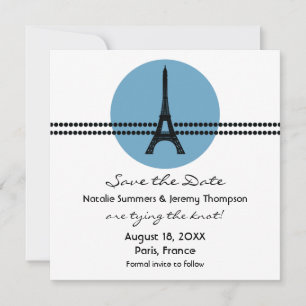 Mod Parisian Dots Save the Date Invite, Blue