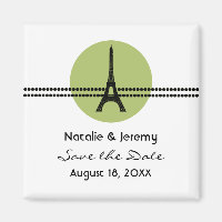 Mod Parisian Dots Save the Date Magnet, Green