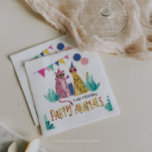 Mod Party Animals Kid's Birthday Party Napkin<br><div class="desc">Make your child's birthday WILD with these Mod Party Animals birthday party napkins This design features some super hip cats and a colourful leopard print background. Perfect for your cool cat's party. The modern inspired design adds a playful and inviting atmosphere to the party. These templates simplify party planning by...</div>