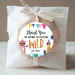 Mod Party Animals Kid's Birthday Party Stickers<br><div class="desc">Make your child's birthday WILD with these Mod Party Animals birthday party stickers. Attach to your birthday party favours, treats, gifts and more! This design features some super hip cats and a colourful leopard print background. Perfect for your cool cat's party. The modern inspired design adds a playful and inviting...</div>