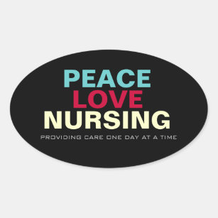 Mod Peace Love Nursing Oval Sticker