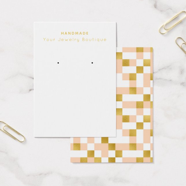 Mod Peach Gold Chequerboard Earring Display Cards (Office)