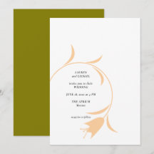 MOD PEACH & OLIVE TULIP WEDDING Invitation