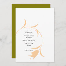 MOD PEACH & OLIVE TULIP WEDDING Invitation