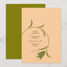MOD PEACH & OLIVE TULIP WEDDING Invitation