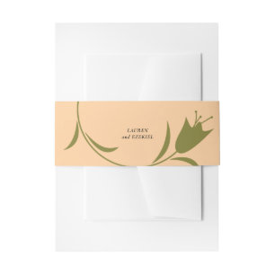 MOD PEACH & OLIVE TULIP WEDDING INVITATION BELLY BAND