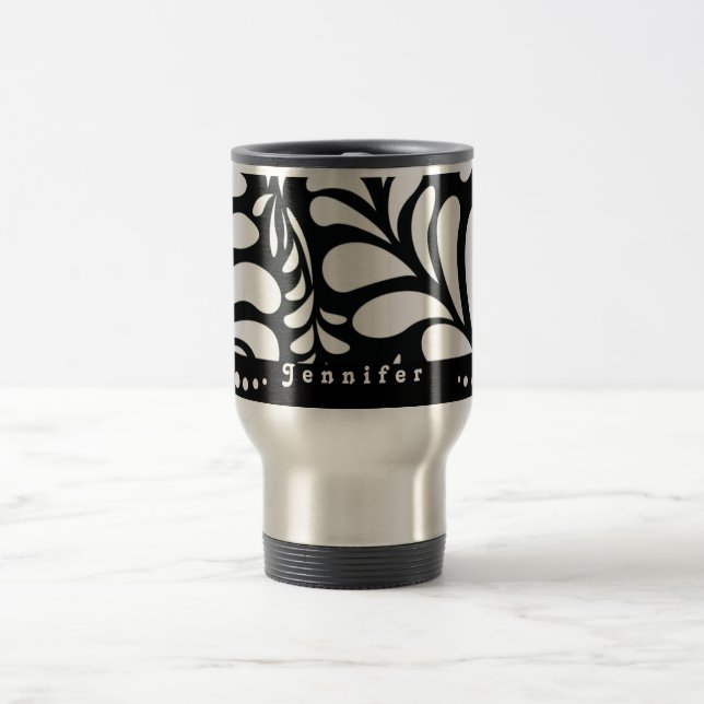 Mod personalised black swirls travel coffee mug (Center)