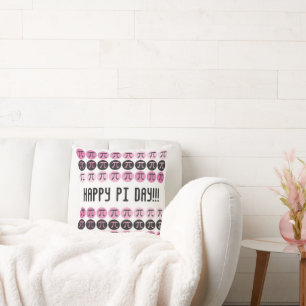 Mod Pi - Pink and Pi Symbols - Happy Pi Day Gift Cushion