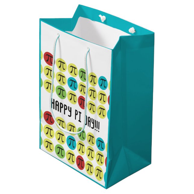 Mod Pi Symbols - Colourful Happy Pi Day Gift Bag (Front Angled)