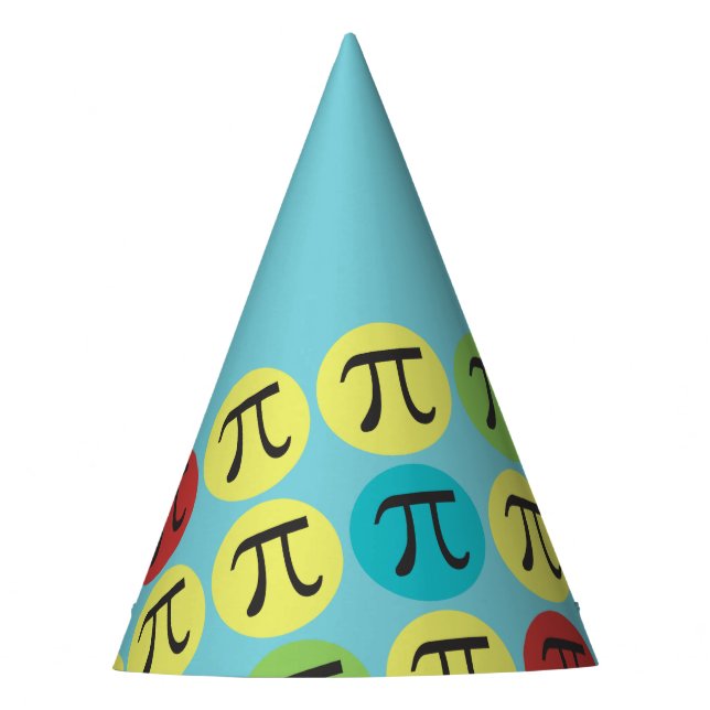 Mod Pi Symbols Teal blue Colourful Paper Party Hat (Front)