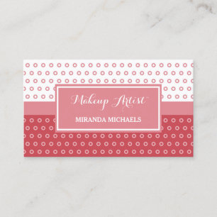 Mod Pink and White Polka Dots Makeup Artist Business Card
