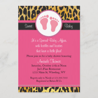 Mod Pink Leopard Print Baby Shower Invitation