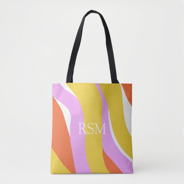 Mod Pink Orange Gold Palm Springs Unique Tote Bag (Front)