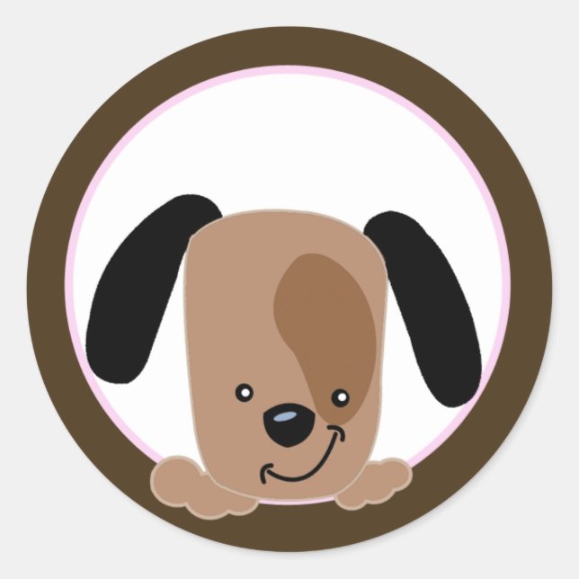 Mod Pink Puppy Envelope Seals / Toppers (Front)