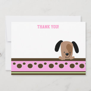 Mod Pink Puppy Theme Flat Thank You notes