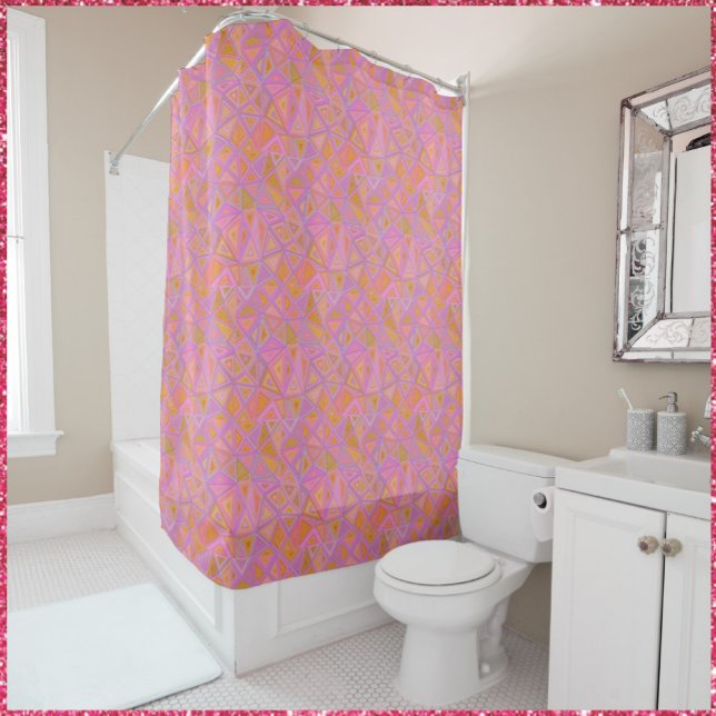 Mod Pink Purple and Yellow Geometric  Shower Curtain (Creator Uploaded)