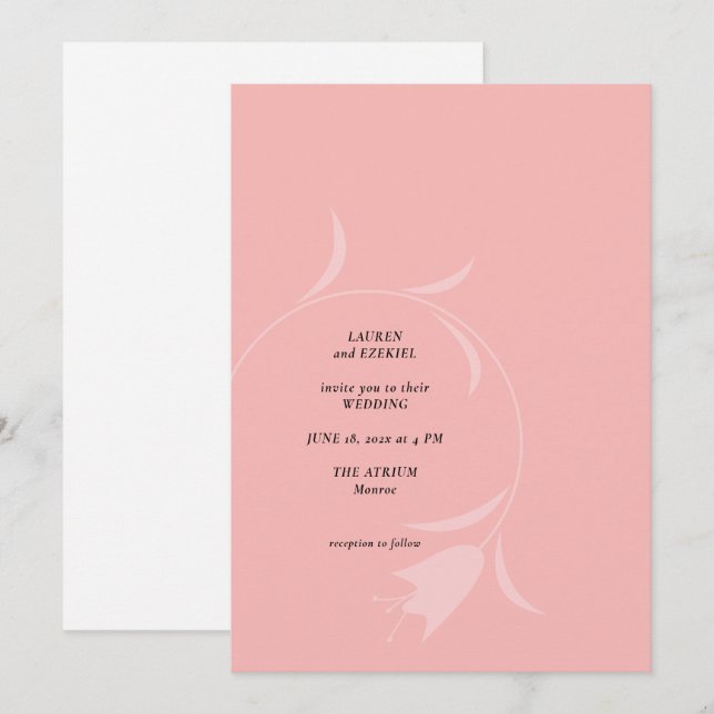 MOD PINK TULIP WEDDING INVITATION (Front/Back)