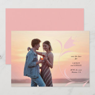 MOD PINK TULIP WEDDING SAVE THE DATE INVITATION
