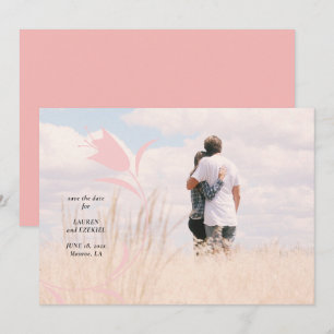 MOD PINK TULIP WEDDING SAVE THE DATE INVITATION