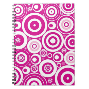 Mod Pink & White Concentric Retro Circles Notebook