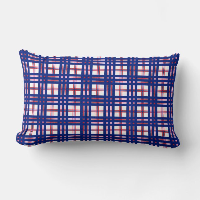 Mod Plaid Pattern Red White Blue Mods Lumbar Cushion (Front)