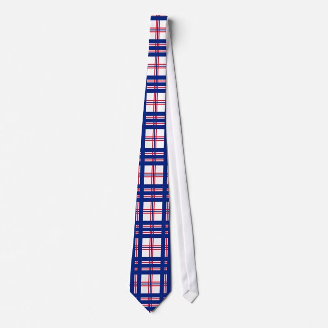 Mod Plaid Pattern Red White Blue Mods Tie (Front)