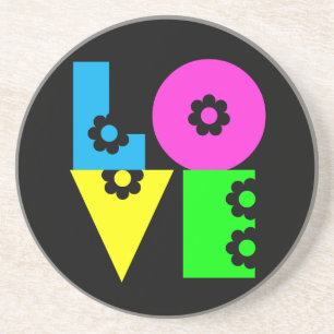 Mod Pop Floral LOVE Square Coaster