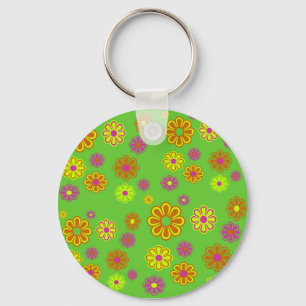mod pop flowers groovy key ring