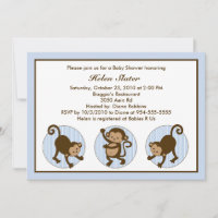Mod Pop Monkey Baby Shower Invitation