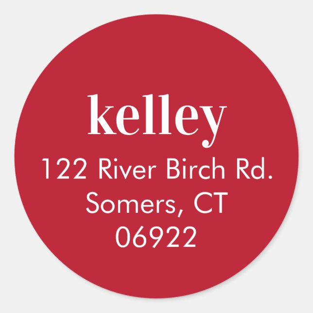 Mod Print Address Seal, Red Classic Round Sticker (Front)