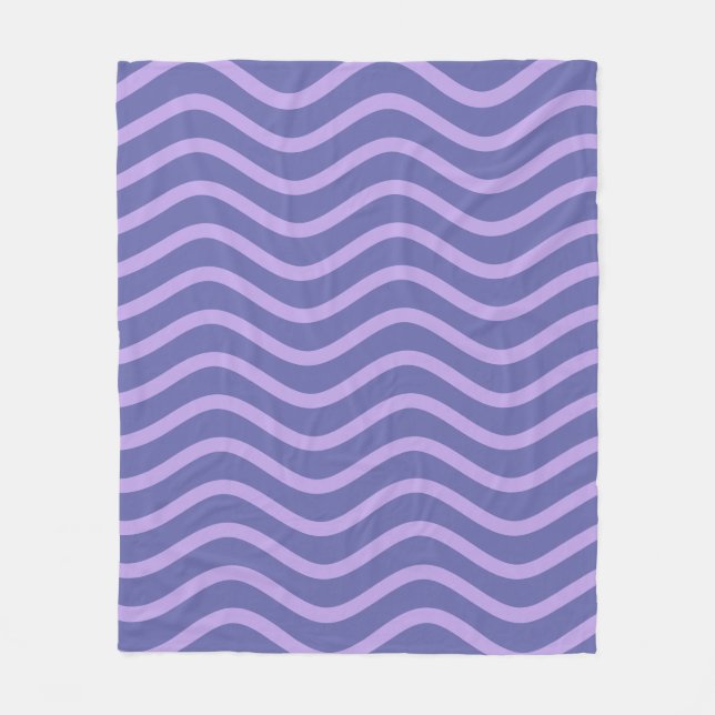 Mod Purple and Periwinkle Wavy Lines and Stripes Fleece Blanket (Front)