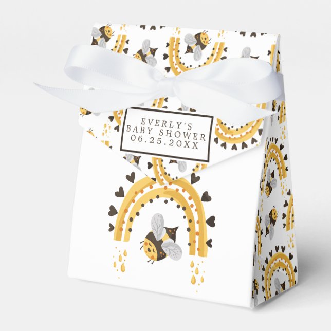 Mod Rainbow Bumblebee Honey Bee Baby Shower Favour Box (Front Side)