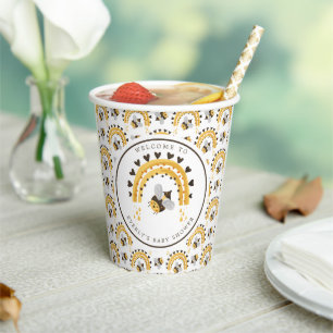 Mod Rainbow Bumblebee Honey Bee Baby Shower Paper Cups
