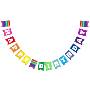 Mod Rainbow Colorful 1st Birthday Party Bunting