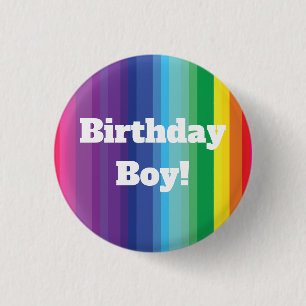 Mod Rainbow Colourful 1st Birthday Party 3 Cm Round Badge