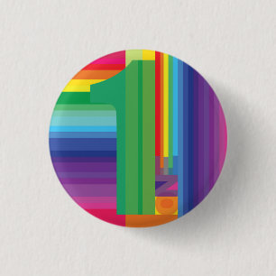 Mod Rainbow Colourful 1st Birthday Party 3 Cm Round Badge